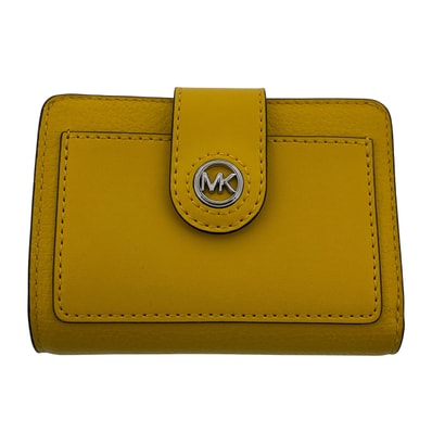 【値下げ】Michael Kors マイケルコース MK CHARMタブ 二つ折り財布 二つ折り財布 FREE レザー イエロー レディース【中古】