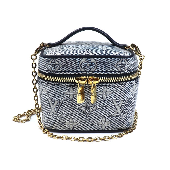 LOUIS VUITTON ルイ・ヴィトン モノグラム・ラミネーテッド ジャガード ミクロ バニティ ショルダーバッグ ネイビー M82467 IC レディース【中古】【美品】