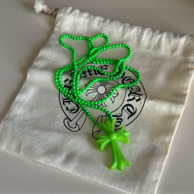 Chrome Hearts Rubber Small CH Cross Silicon Necklace Top Aoyama 20th Anniversary "Green"