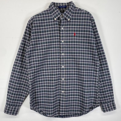 古着 ポロバイラルフローレン Polo by Ralph Lauren 長袖シャツ ボタンダウン ロゴ刺繍 ワンポイントロゴ XL グレー系 チェック レディース