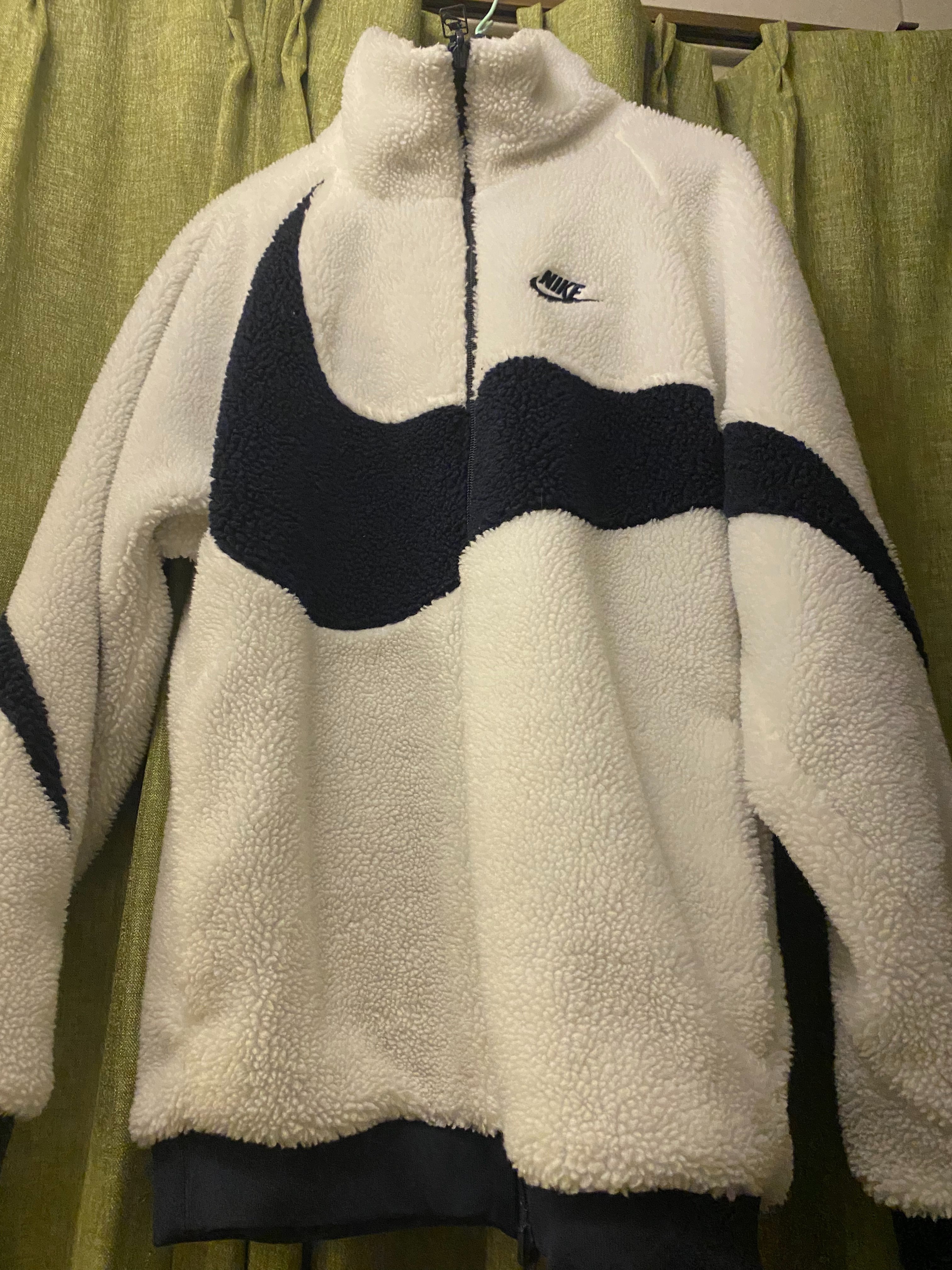 Nike Big Swoosh Reversible Boa Jacket "Sail/Dark Obsidian"