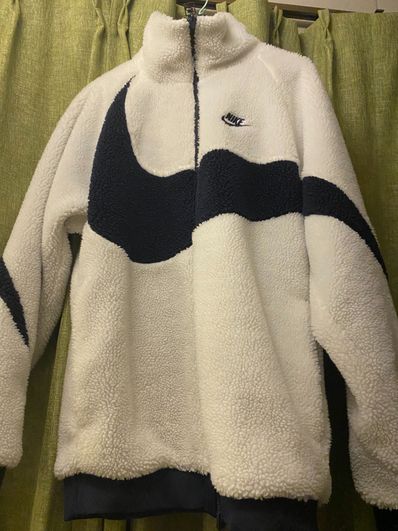 Nike Big Swoosh Reversible Boa Jacket "Sail/Dark Obsidian"