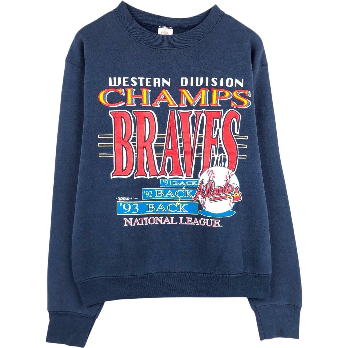 古着 90年代 フルーツオブザルーム FRUIT OF THE LOOM MLB ATLANTA BRAVES アトランタブレーブス プリントスウェットシャツ トレーナー USA製 メンズL相当 ヴィンテージ/eaa680634