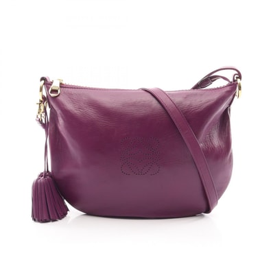 ロエベ LOEWE アナグラム ショルダーバッグ バッグ レザー レディース パープル系 【中古】