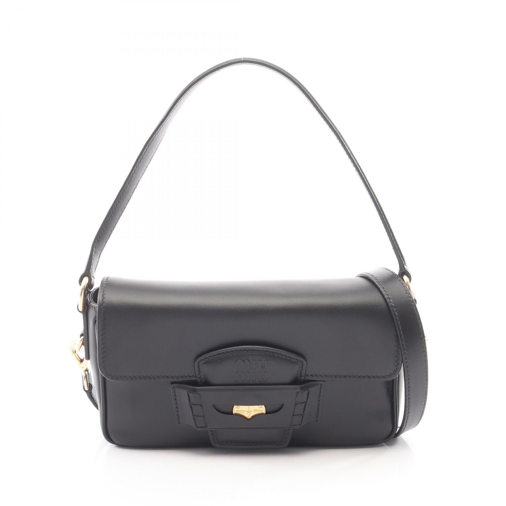 ミュウ ミュウ Miu Miu FINE CALF ペニー 2WAY ハンドバッグ バッグ レザー レディース ブラック系 5BD270 【中古】