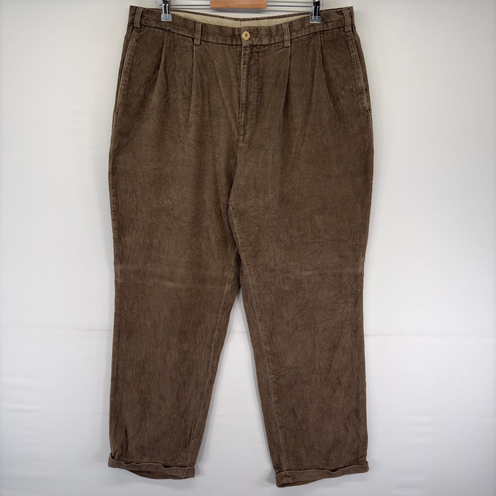 古着 ノーティカ NAUTICA コーデュロイ パンツ ジッパーフライ 2タック 無地 クラシックフィット w38 L34  ブラウン系 メンズ