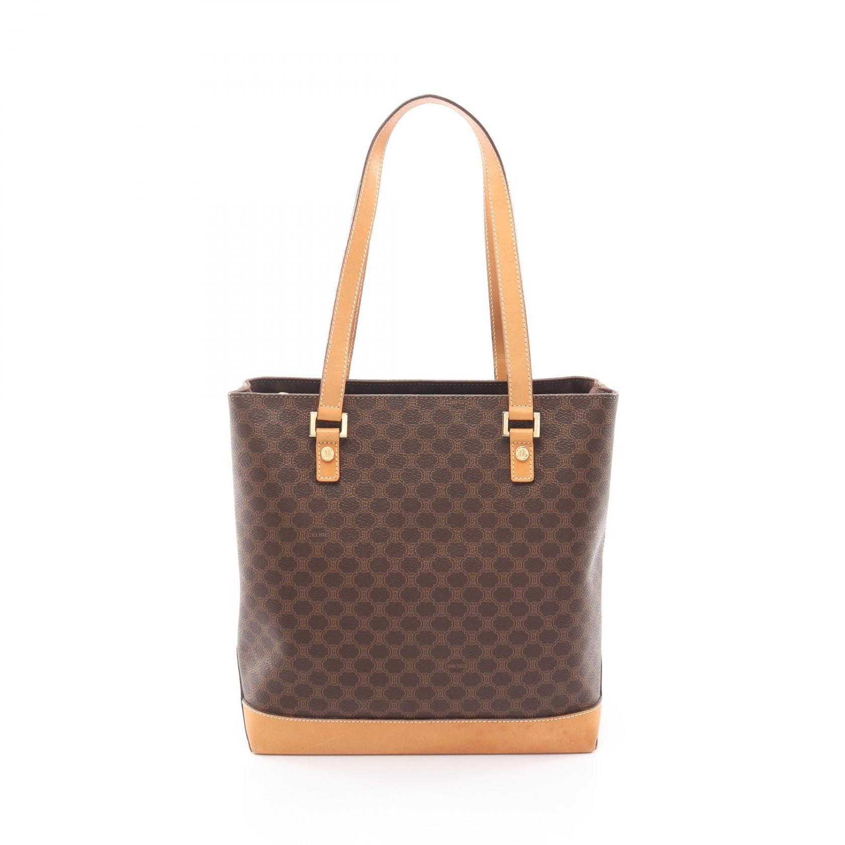 セリーヌ CELINE マカダム ハンドバッグ バッグ PVCコーティングキャンバス レザー レディース ブラウン系 【中古】