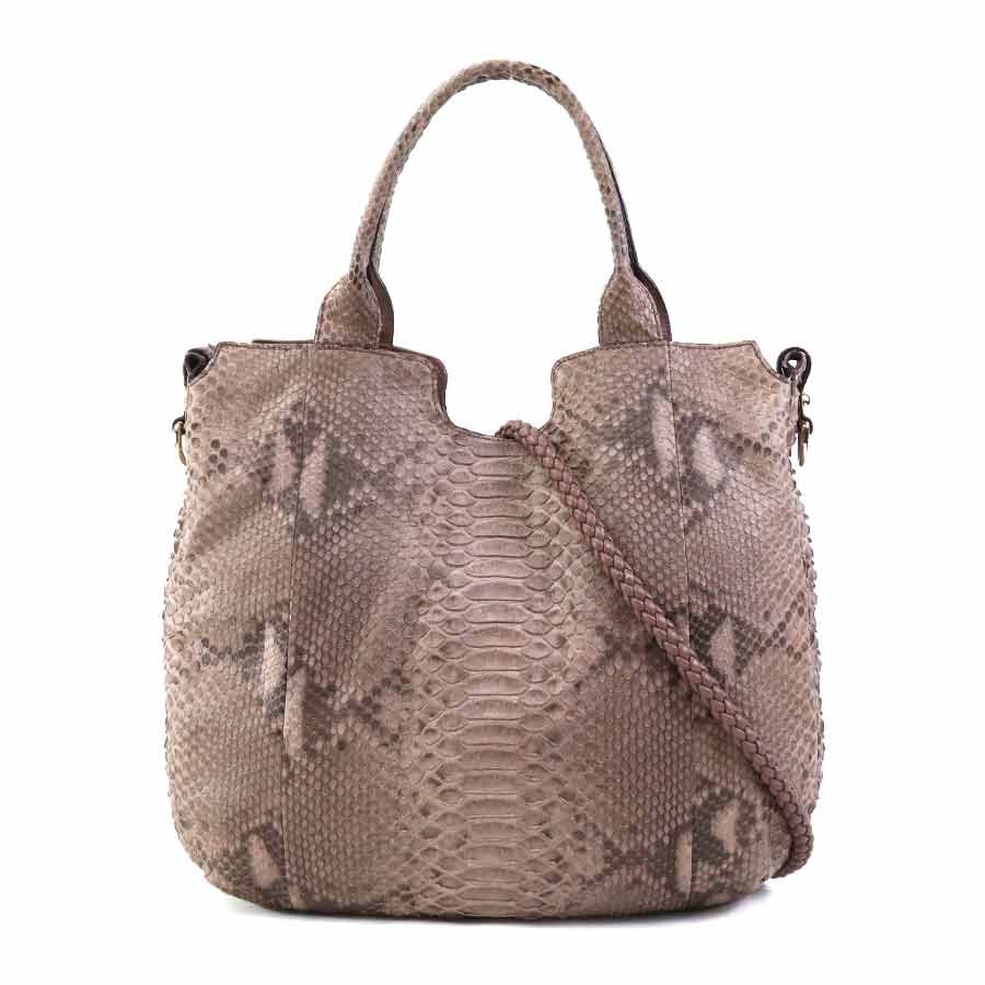 グッチ GUCCI ハンドバッグ ショルダーバッグ パイソン ピンクブラウン レディース 232931【中古】 h31694a