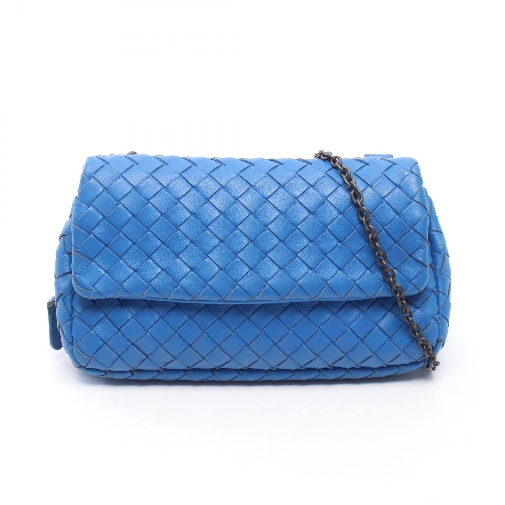 ボッテガヴェネタ BOTTEGA VENETA イントレチャート ショルダーバッグ バッグ レザー レディース ブルー系 310774 【中古】