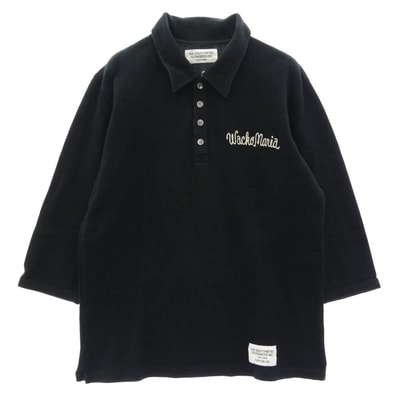 WACKO MARIA ワコマリア ポロシャツ the guilty parties バックロゴ 七分丈 ポロシャツ カットソー ブラック系 M【中古】