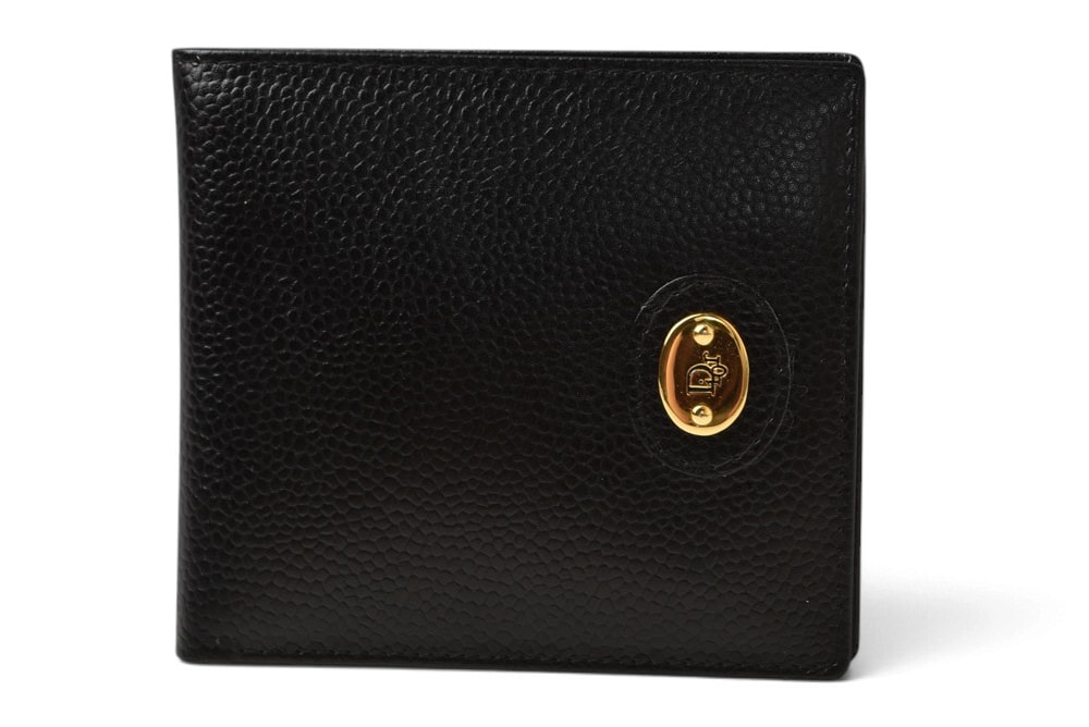 クリスチャン ディオール 財布 ヴィンテージ メンズ Christian Dior 二つ折り/折財布 レザー ブラック オールド【中古】
