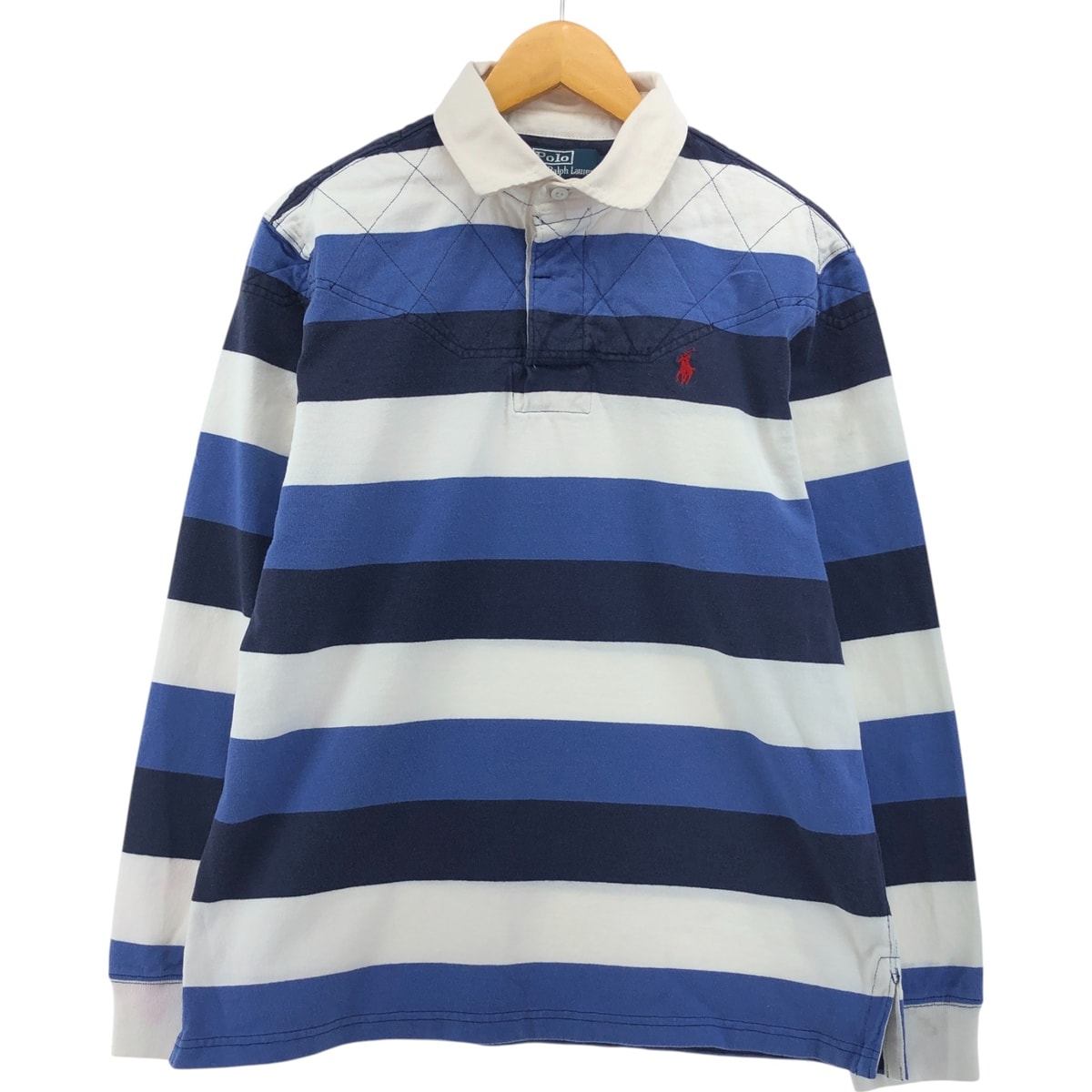 古着 ラルフローレン Ralph Lauren POLO by Ralph Lauren CUSTOM FIT ボーダー柄 長袖 ラガーシャツ メンズL相当/eaa551310