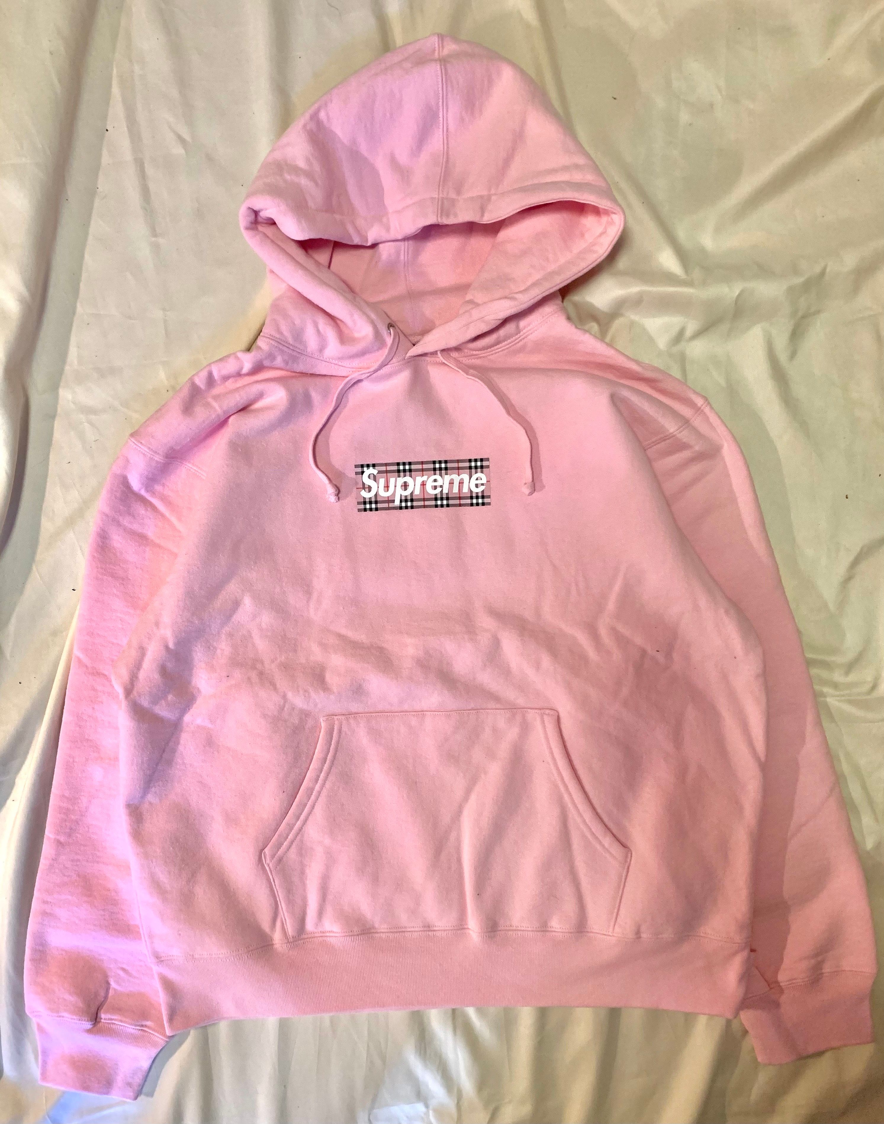 Supreme / Burberry Box Logo Hooded Sweatshirt "Pink"
