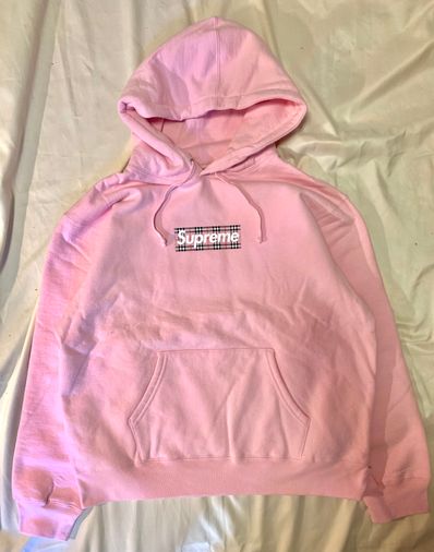 Supreme / Burberry Box Logo Hooded Sweatshirt "Pink"