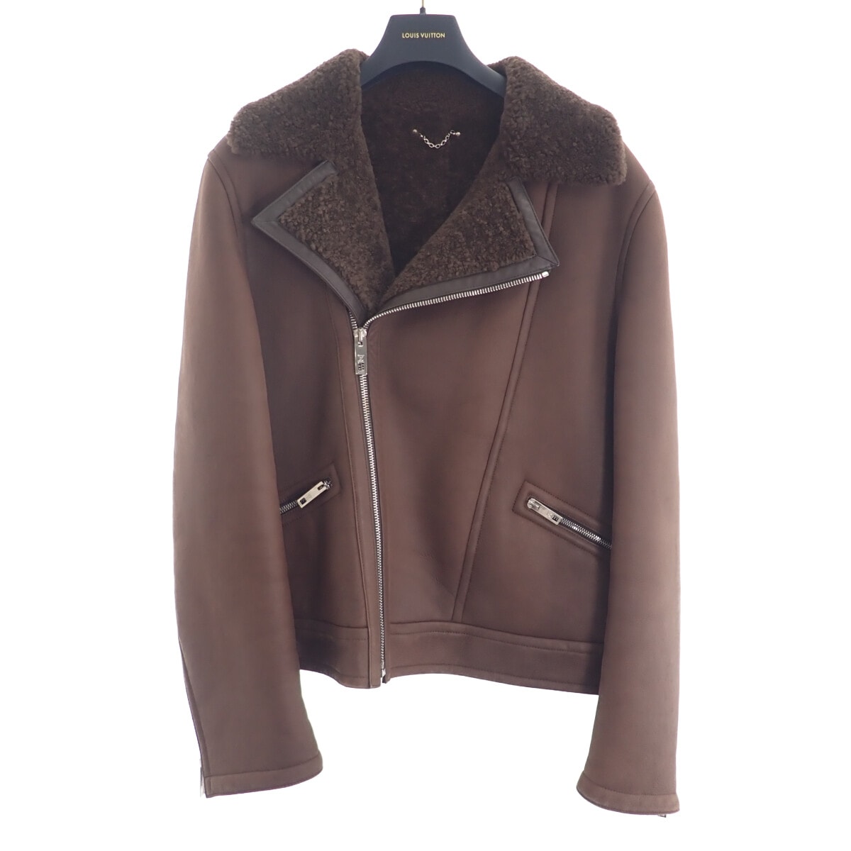 ルイヴィトン LOUIS VUITTON ムートンライダース 50 ライダースジャケット ムートン コットン ブラウン メンズ【中古】【ABランク】