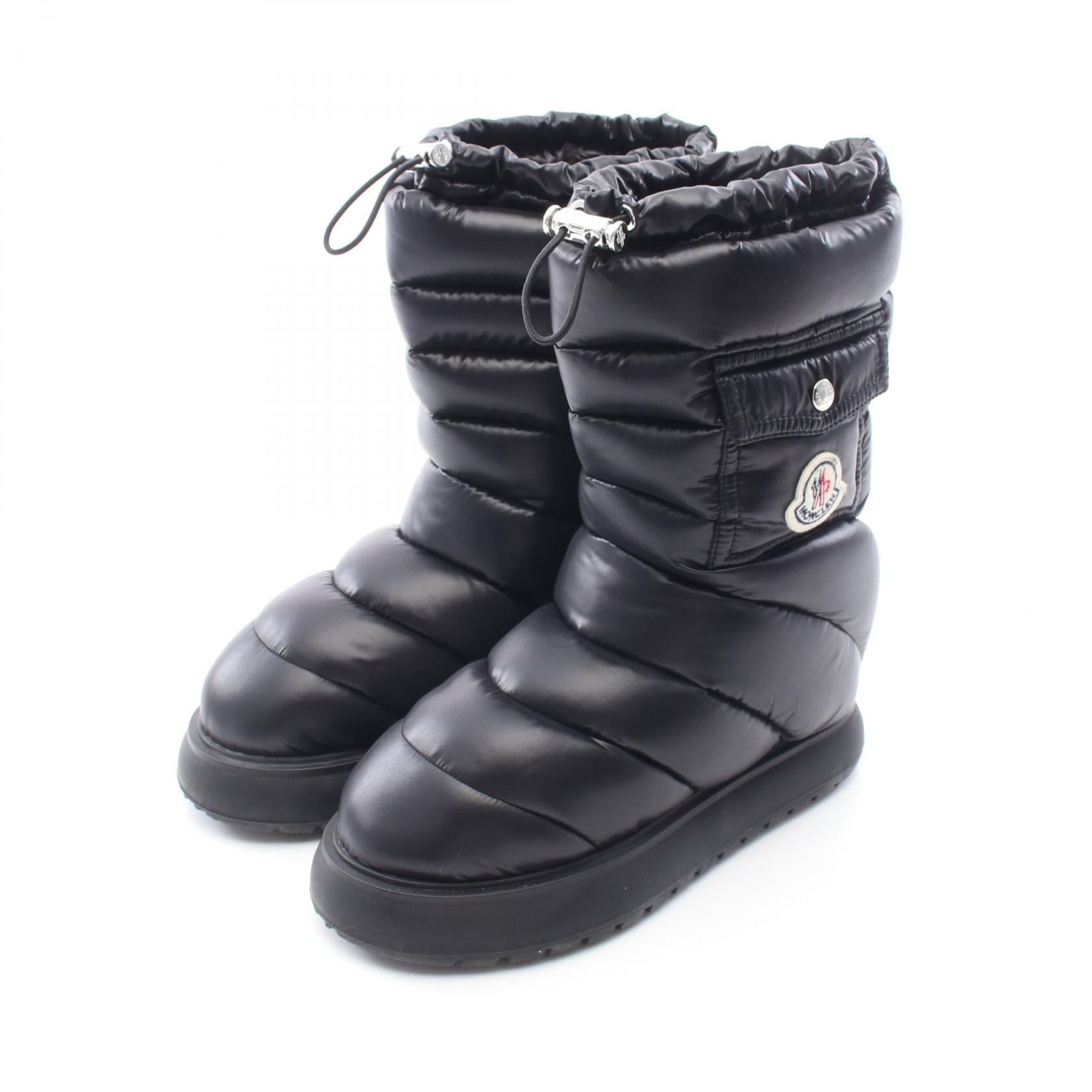 モンクレール MONCLER GAIA POCKET MID ダウン ブーツ 靴 ナイロン レディース ブラック系 【中古】