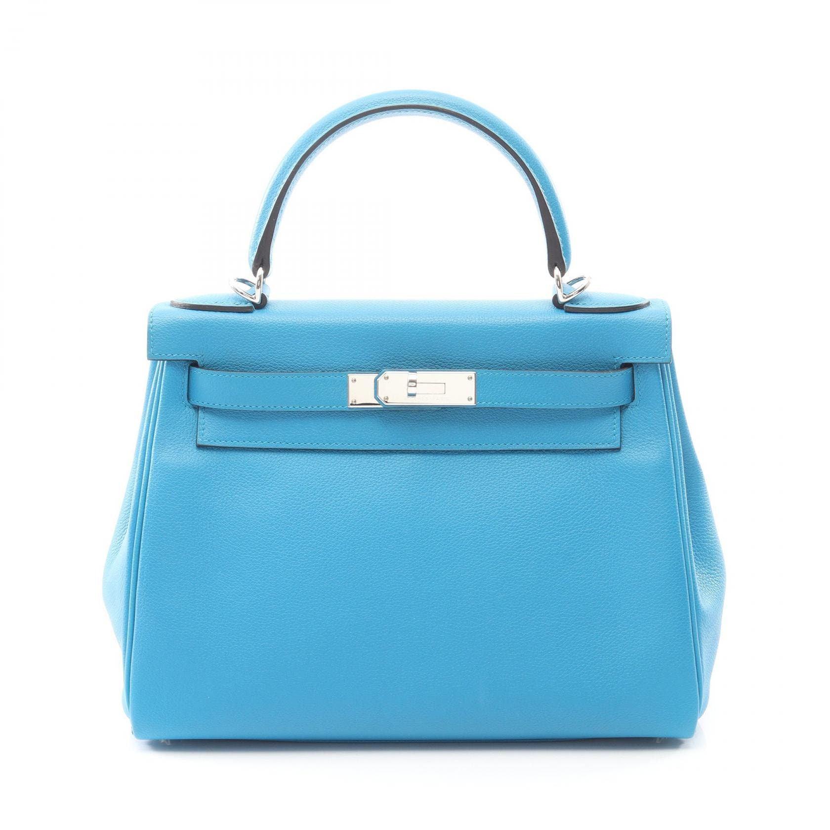 エルメス HERMES ケリー28 ハンドバッグ バッグ レザー エバーカラー エバーカラー ブルーザンジバル A刻印(2017年製造) レディース ブルー系 【中古】