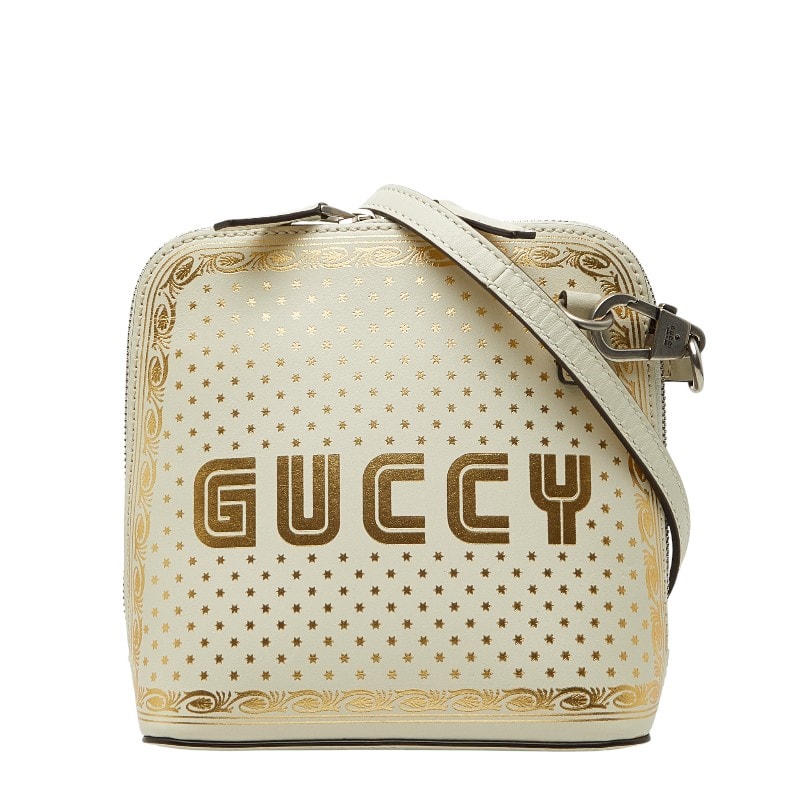 グッチ ×SEGA GUCCY  斜め掛け ショルダーバッグ 511189 オフホワイト ゴールド レザー レディース GUCCI 【中古】
