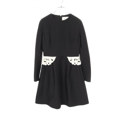 ヴァレンチノ Valentino ワンピース 衣料品 トップス ウール シルク レザー レディース ブラック系 【中古】