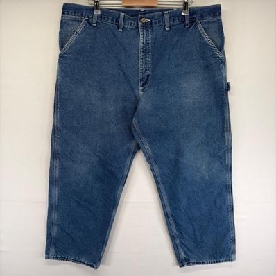 古着 カーハート Carhartt デニム パンツ ハンマーループ ワンポイントロゴ スパナポケット ジッパーフライ ブルー系 メンズ