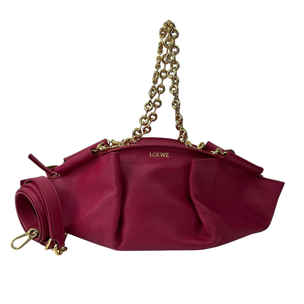LOEWE ロエベ パセオ チェーン ショルダーバッグ A709W60 レザー ピンク レディース【中古】