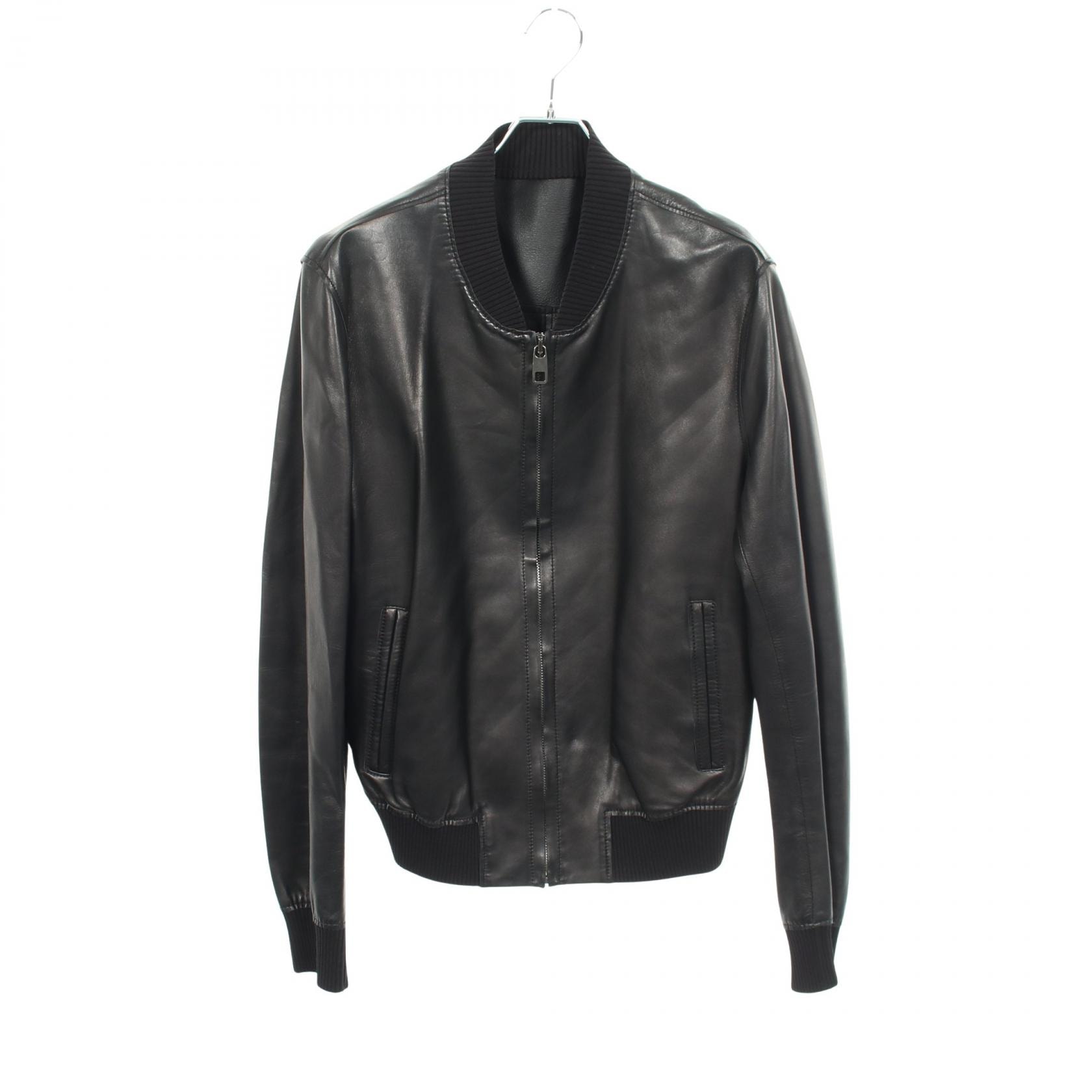 ドルチェアンドガッバーナ DOLCE & GABBANA フルジップ バイカー ブルゾン 衣料品 アウター ラムレザー メンズ ブラック系 G9EZ6L 【中古】