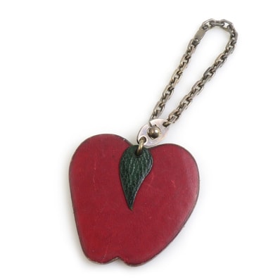 エルメス HERMES チャーム フルーツモチーフ アップル レザー/メタル ダークレッド/シルバー レディース【中古】 e61716