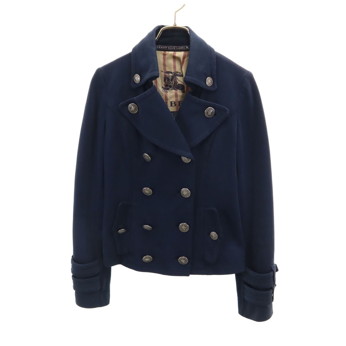 BURBERRY LONDON BLUE LABEL バーバリー ロンドン ブルーレーベル 日本製 ピーコート 38 ネイビー 三陽商会 Pコート