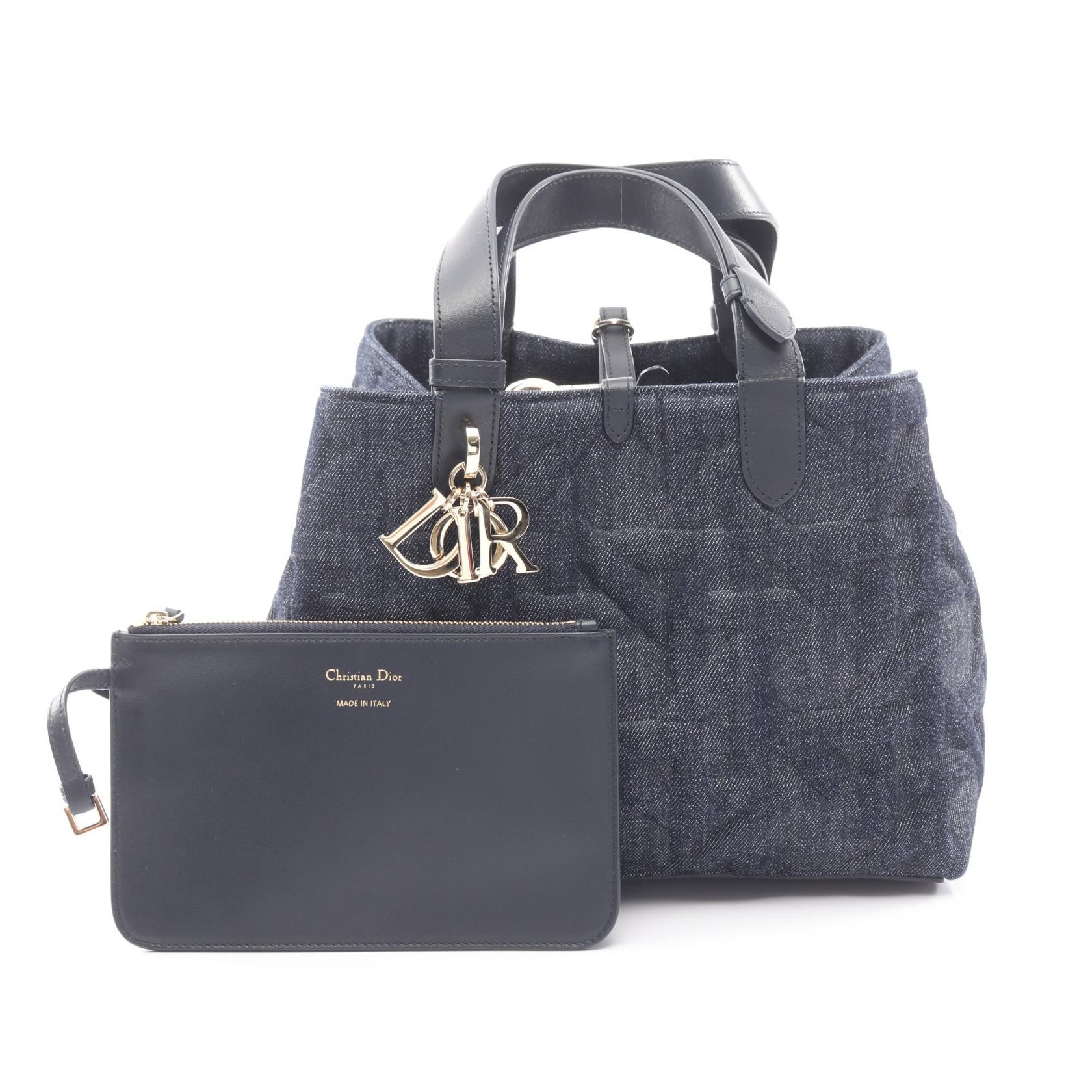 ディオール Dior Toujours バッグ ミディアム グラフィックカナージュ ハンドバッグ バッグ デニム レザー レディース ネイビー系 M2821ODCZ_M49E 【中古】