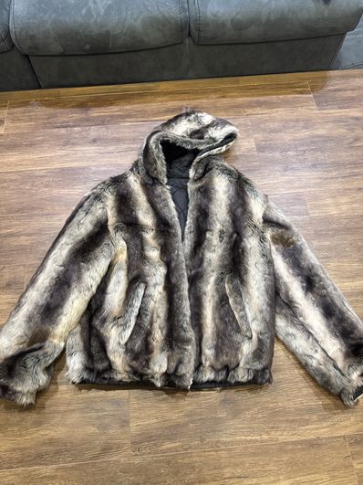 Supreme Faux Fur Reversible Hooded Jacket "Black"