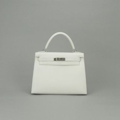 エルメス HERMES ケリー28 ケリー 28 バッグ トートバッグ エプソン ホワイト White 白 ルテニウム金具 ヴォーエプソン ハンドバッグ 2way 外縫い V字金具