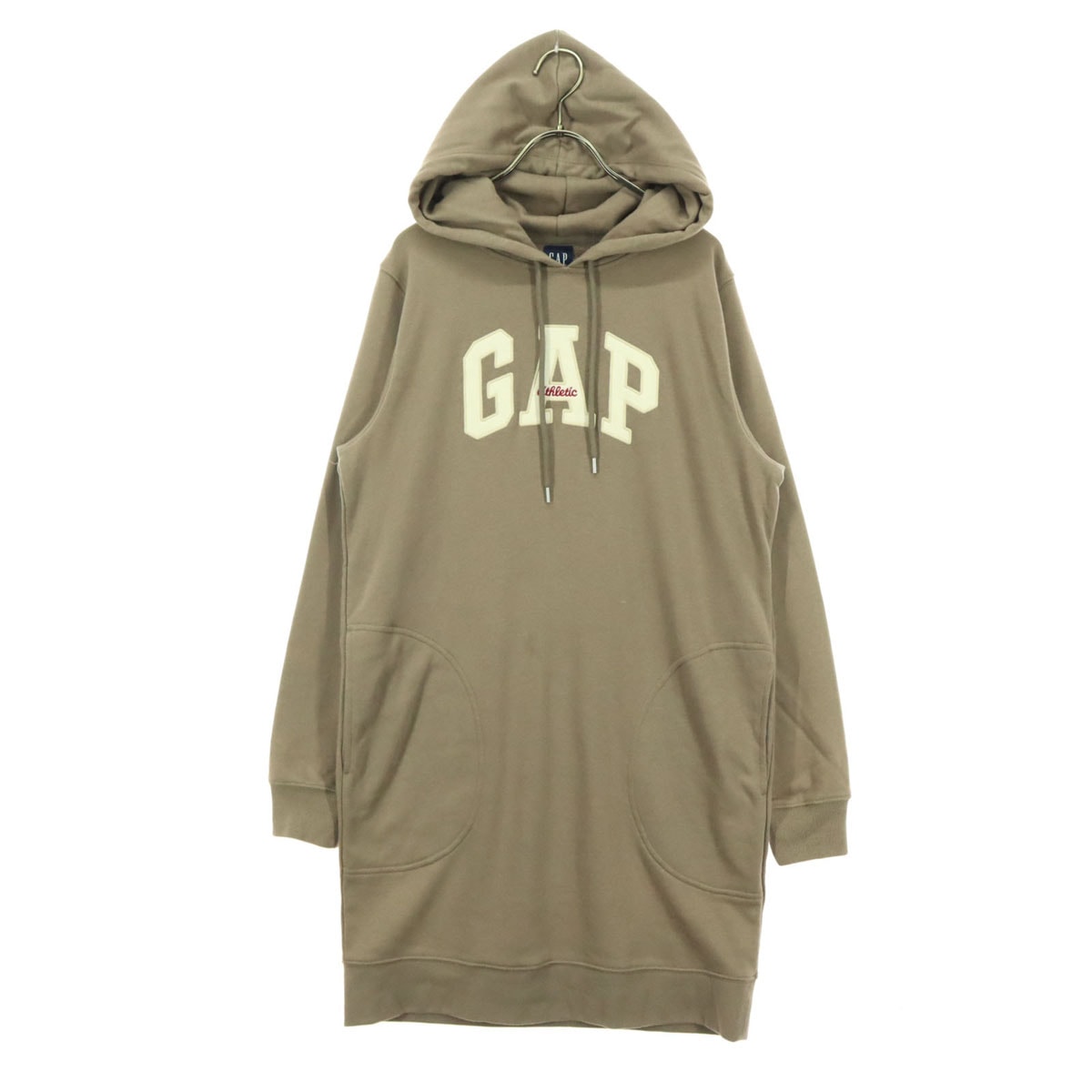 GAP ギャップ ロゴ 長袖 パーカー スウェット 膝丈ワンピース XS ブラウン系