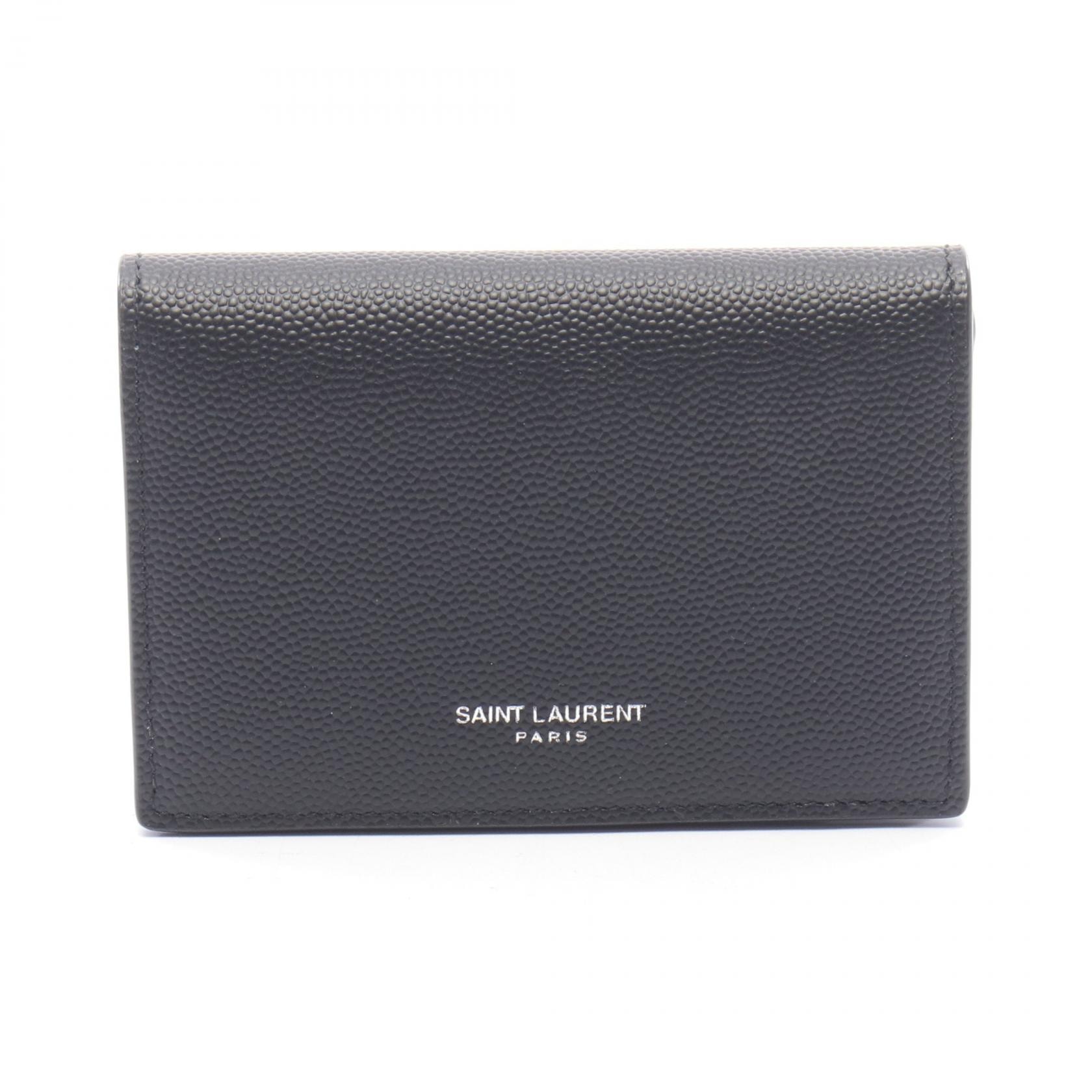 サンローランパリ SAINT LAURENT PARIS カードケース アクセサリー レザー メンズ ブラック系 469338 BTY7N 【中古】