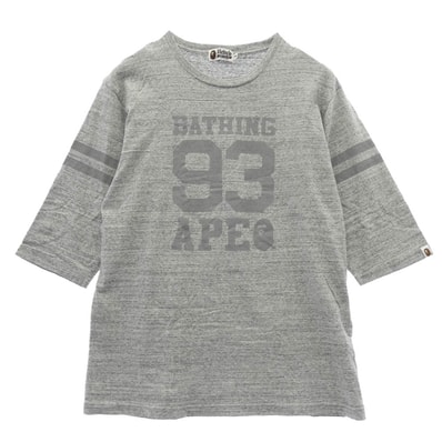 A BATHING APE アベイシングエイプ カットソー ロゴ 七分袖 カットソー グレー系 XXL【中古】
