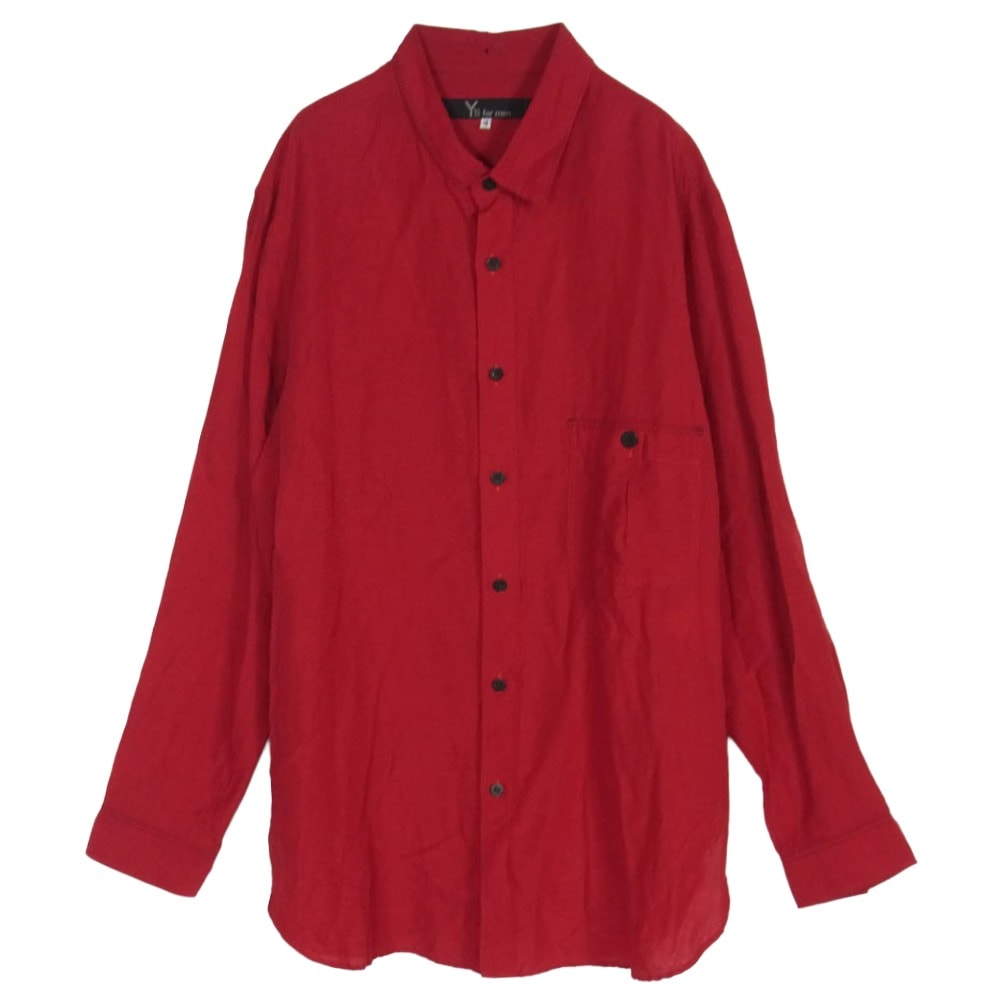Yohji Yamamoto ヨウジヤマモト MS-B07-317 Y's for men ワイズフォーメン LINEN LYOCEL LAWN SHIRT リネン リヨセル 長袖 シャツ レッド系 4【中古】