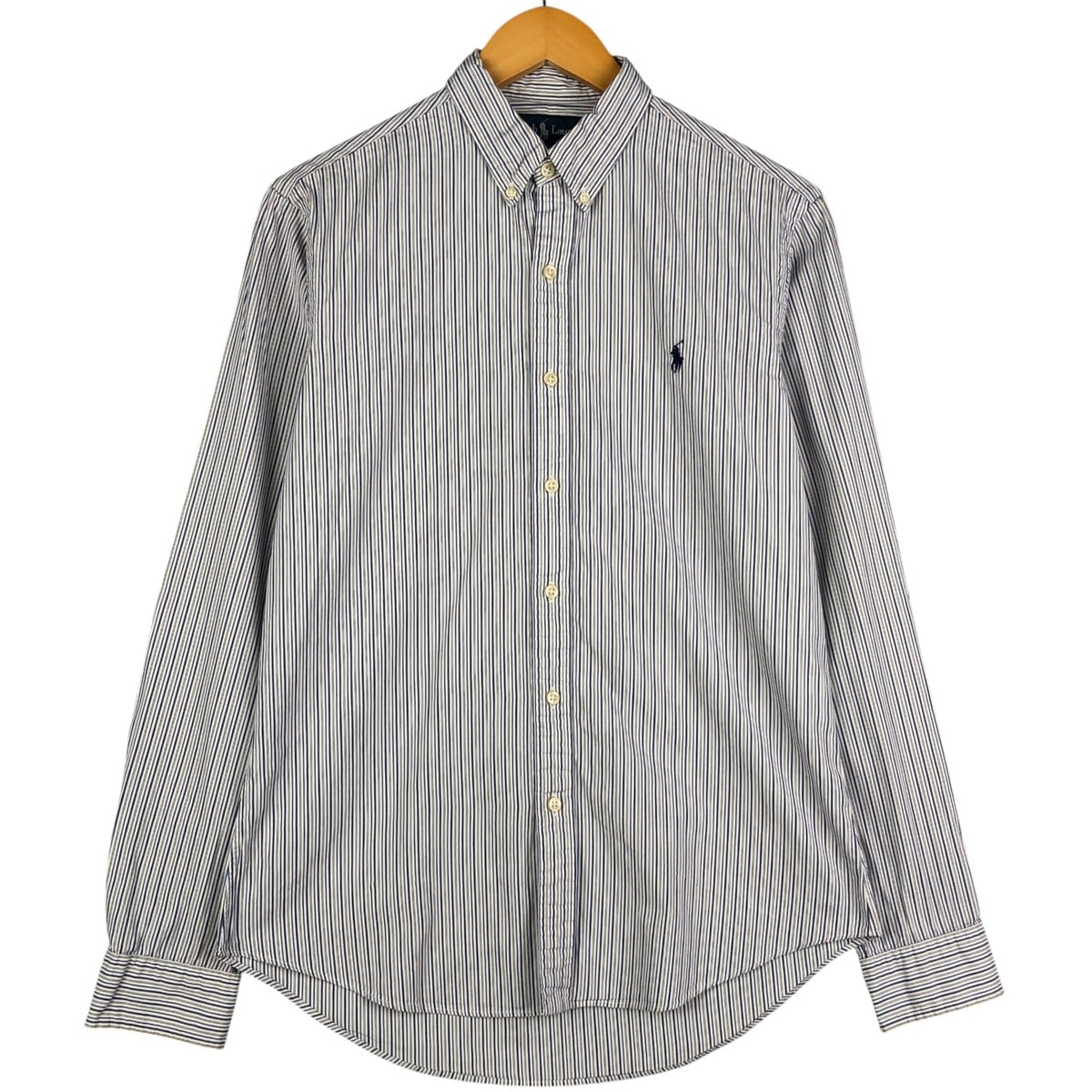 古着 ラルフローレン Ralph Lauren SLIM FIT スリムフィット 長袖 ボタンダウンストライプシャツ メンズM相当/eaa600193