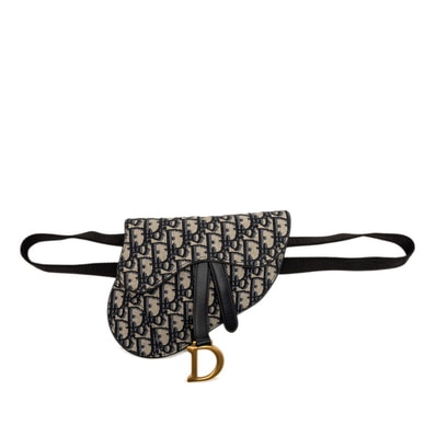 ディオール オブリーク サドル ショルダーバッグ ベージュ ネイビー ブラック キャンバス レザー レディース Dior 【中古】