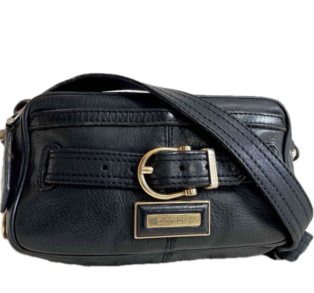 希少 BURBERRY バーバリー ゴールド ロゴプレート ショルダーバッグ