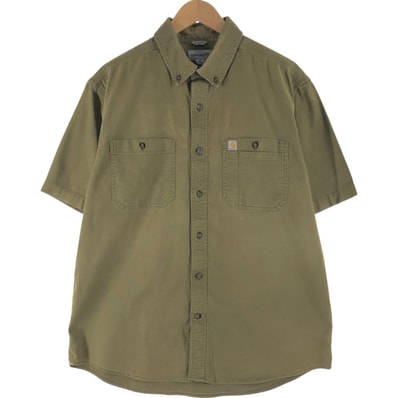 古着 カーハート Carhartt RELAXD FIT ダック ボタンダウン 半袖 ワークシャツ メンズL相当/eaa565330