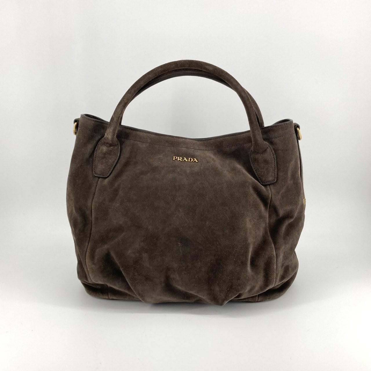 PRADA(プラダ) スカモッシャート カーフレザー / スエード ハンドバッグ ブラウン