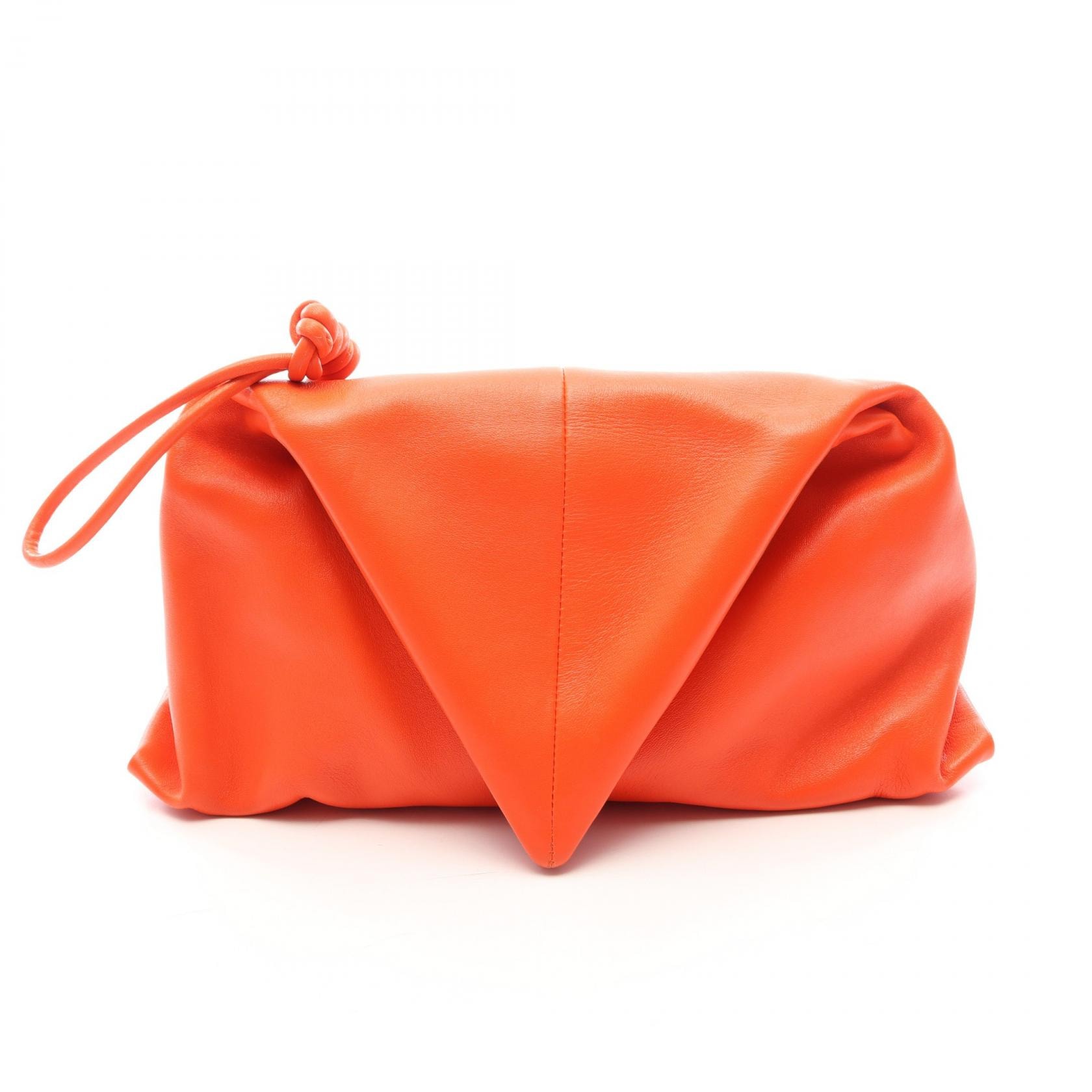 ボッテガヴェネタ BOTTEGA VENETA トライアングル セカンドバッグ クラッチバッグ バッグ レザー レディース オレンジ系 【中古】