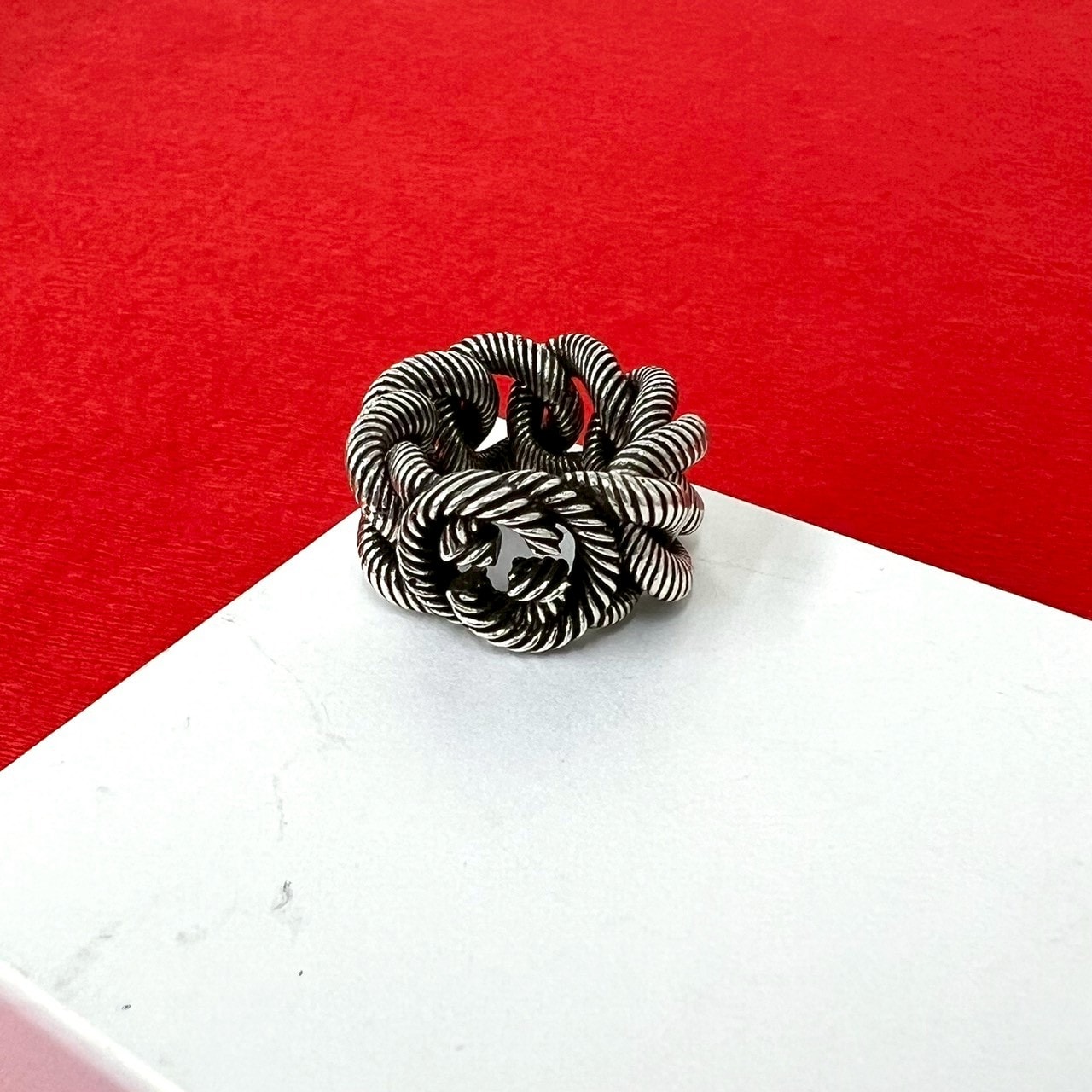GUCCI グッチ インターロッキングG ツイスト チェーン リング シルバー925 リング・指輪 14号 シルバー
 40916