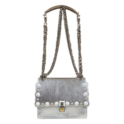 フェンディ キャナイ ミニ ショルダーバッグ レザー 8M0381 シルバー レディース FENDI 中古