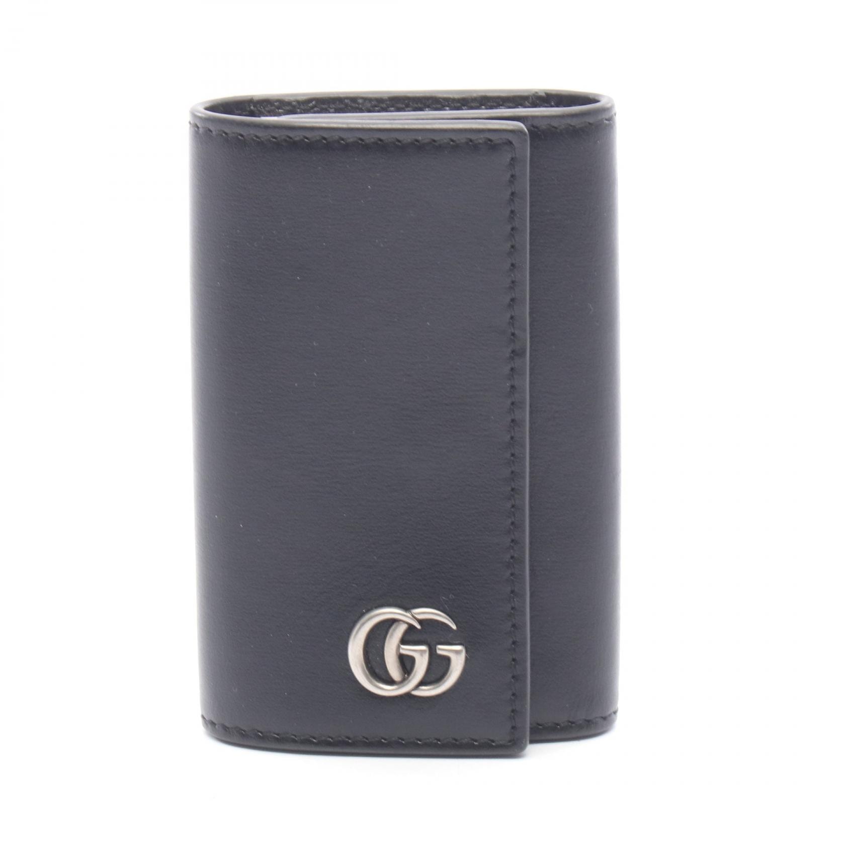 グッチ GUCCI GGマーモント キーケース アクセサリー レザー レディース ブラック系 435305 【中古】