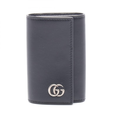 グッチ GUCCI GGマーモント キーケース アクセサリー レザー レディース ブラック系 435305 【中古】