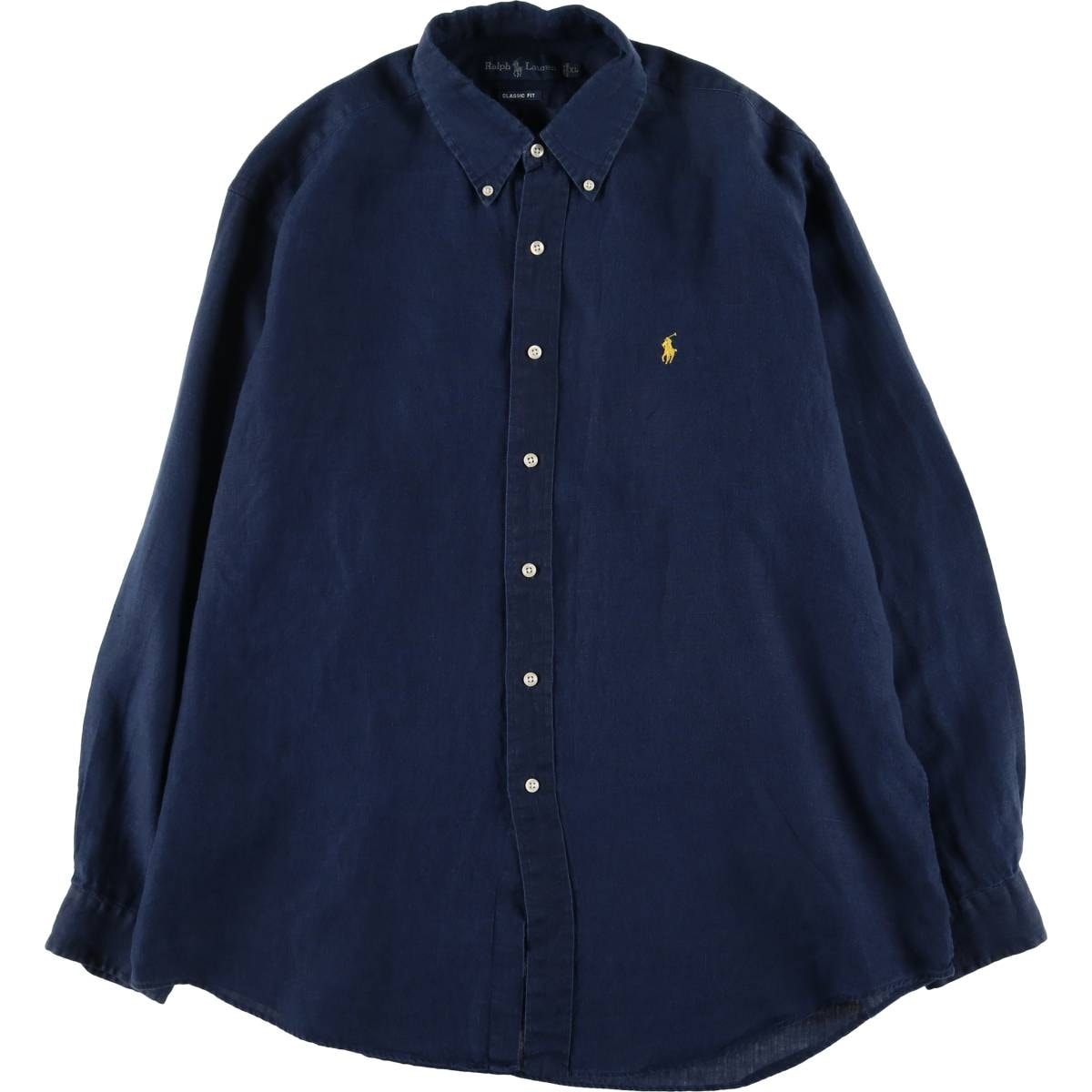 古着 ラルフローレン Ralph Lauren CLASSIC FIT クラシックフィット 長袖 リネン ボタンダウンシャツ メンズXL相当/eaa555614
