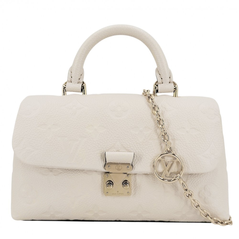 LOUIS VUITTON ルイヴィトン 2WAY ナノ・マドレーヌ ハンドバッグ ショルダーバッグ  肩掛け 斜め掛け M12145 モノグラムアンプラント    クレーム ゴールド金具 レディース 美品【中古品】