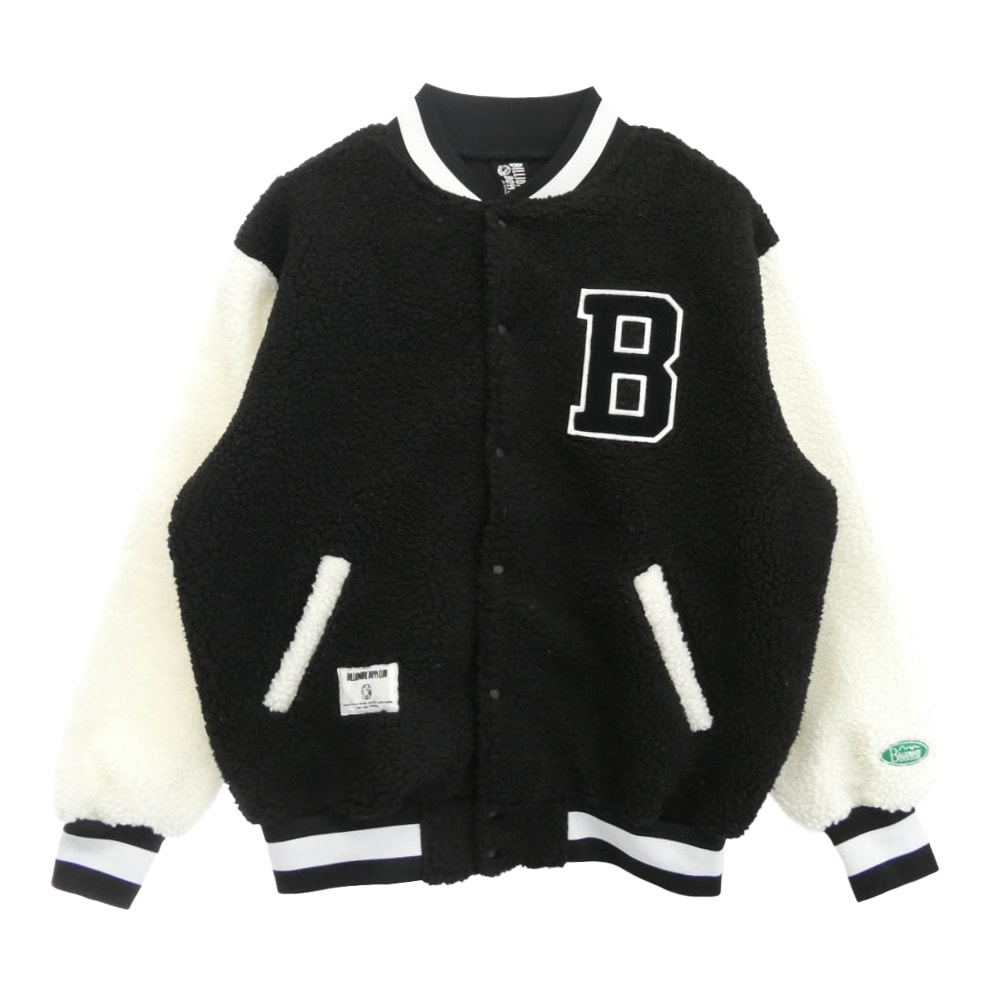 Billionaire Boys Club ビリオネアボーイズクラブ スタジャン BBCJP245X001 x MANASTASH BOA VARSITY JACKET マナスタッシュ ボア フリース スタジャン ジャケット ブラック系【中古】