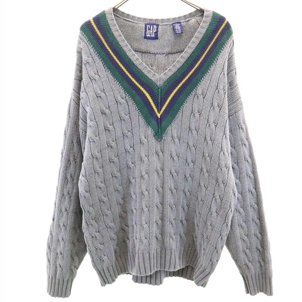 GAP ギャップ 90s オールド チルデン 長袖 Vネック セーター XL グレー ニット