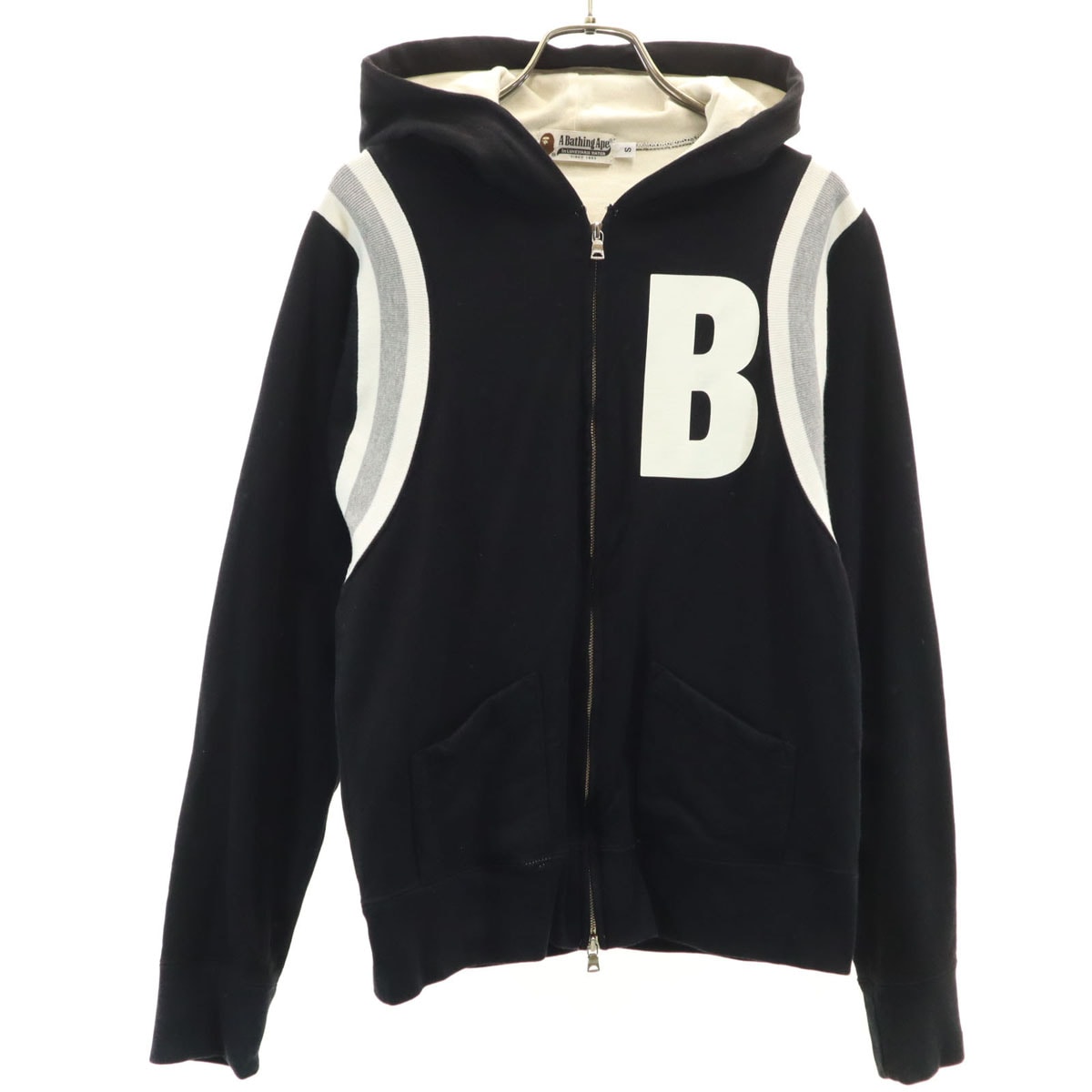 A BATHING APE アベイシングエイプ 日本製 長袖 スウェット ジップパーカー S ブラック